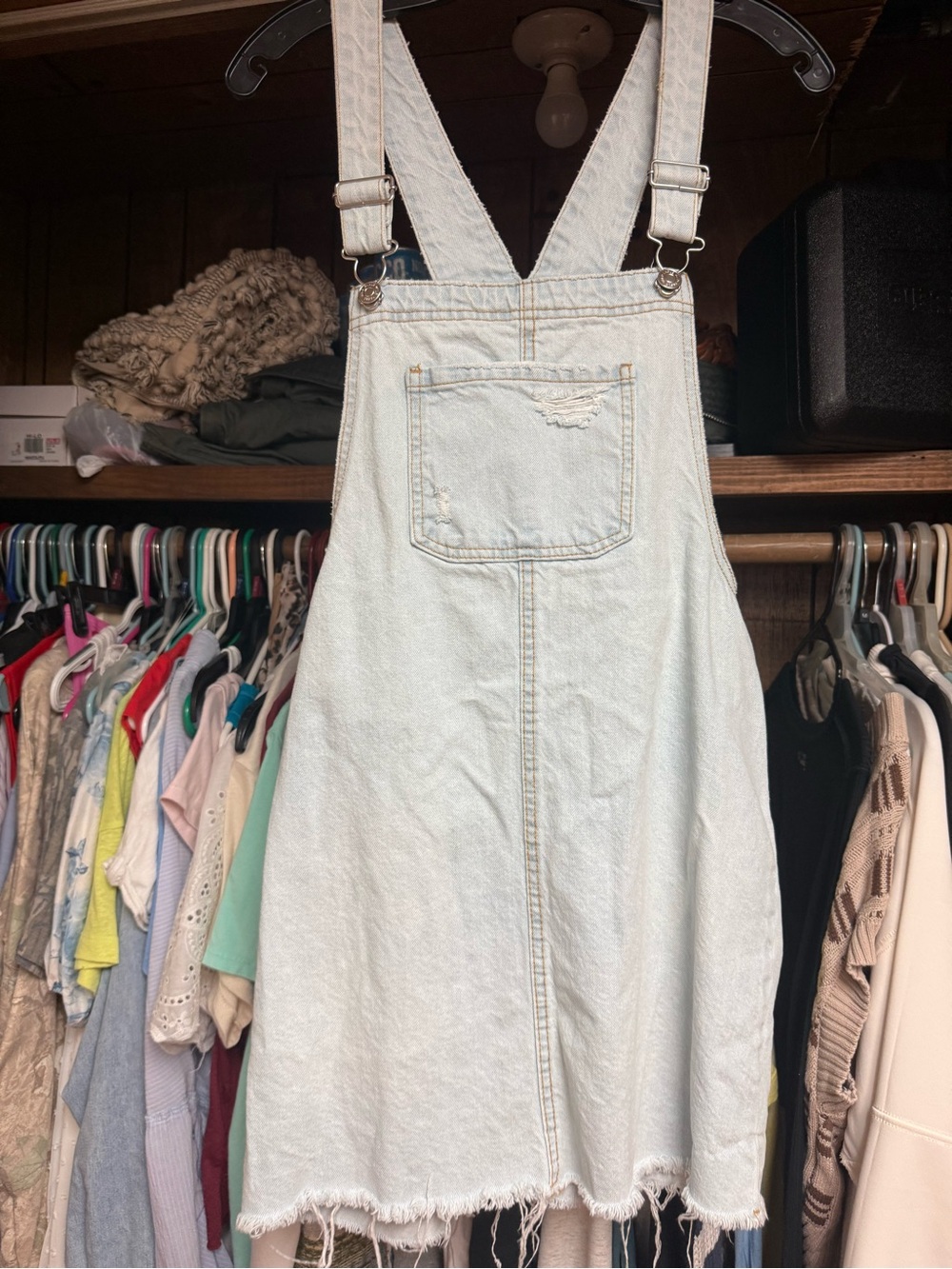 wild fable Light Blue Denim Pinafore Dress